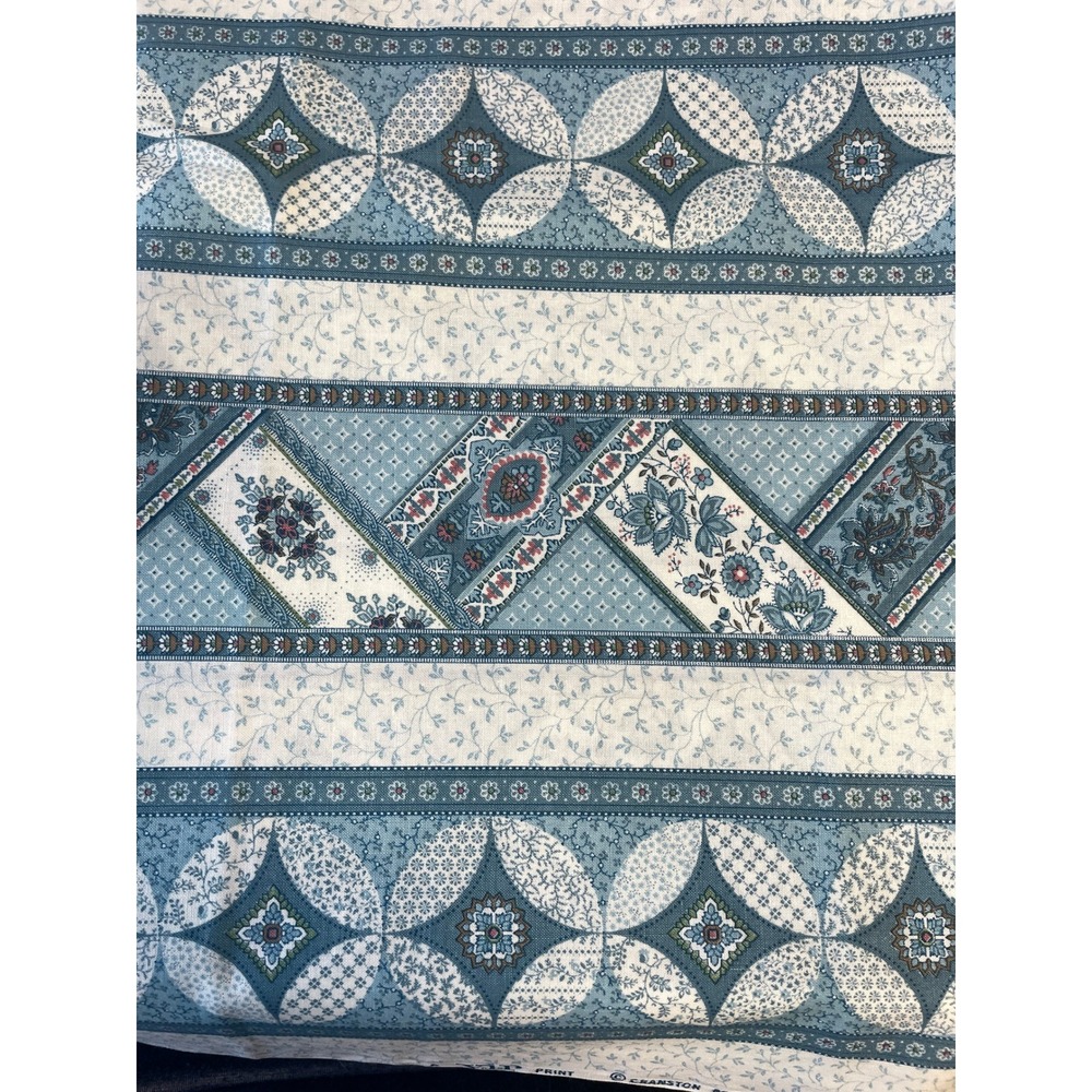 Cranston Print Works Fabric 1 Yard Blue White Floral Patchwork Cotton